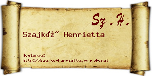 Szajkó Henrietta névjegykártya